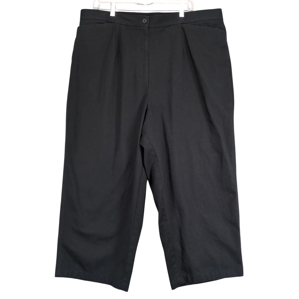Vintage Casual Corner Black Cropped Pants Womens Plus 20W High Rise Straight Leg